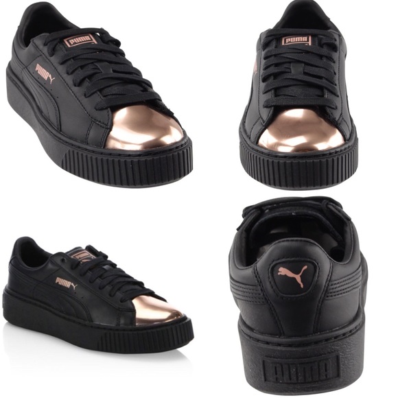 Puma Basket Platform Metallic Sneaker Rose Gld|Blk NWT Puma Basket Platform Metallic Sneaker Rose Gld|Blk NWT